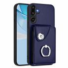 For Samsung Galaxy M16 5G / F16 5G Organ Card Bag Ring Holder Phone Case(Blue) - 1