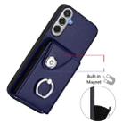 For Samsung Galaxy M35 5G Organ Card Bag Ring Holder Phone Case(Blue) - 2