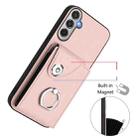 For Samsung Galaxy M35 5G Organ Card Bag Ring Holder Phone Case(Pink) - 2