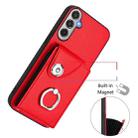 For Samsung Galaxy M35 5G Organ Card Bag Ring Holder Phone Case(Red) - 2