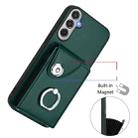 For Samsung Galaxy M35 5G Organ Card Bag Ring Holder Phone Case(Green) - 2