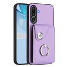 For Samsung Galaxy M56 5G Organ Card Bag Ring Holder Phone Case(Purple) - 1