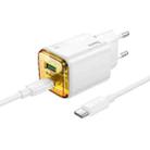 hoco N53 Monsoon Dual Port PD30W Type-C, QC3.0 USB Charger with 1m Type-C Cable, EU Plug(White) - 1