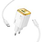 hoco N53 Monsoon Dual Port PD30W Type-C, QC3.0 USB Charger with 1m Type-C Cable, EU Plug(White) - 2