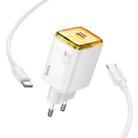 hoco N54 Monsoon Single Port PD45W Type-C Charger with 1m Type-C Cable, EU Plug(White) - 1