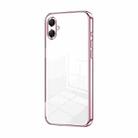For Samsung Galaxy A07 Transparent Plating Fine Hole Phone Case(Pink) - 1
