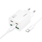 hoco N55 Fundador 4-port PD20W Type-Cx2, USBx2 Charger with 1m Type-C Cable, EU Plug(White) - 1