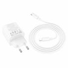 hoco N55 Fundador 4-port PD20W Type-Cx2, USBx2 Charger with 1m 8 Pin Cable, EU Plug(White) - 2