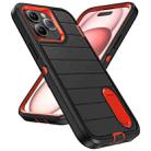 For iPhone 15 Pro Max Defender Gen2 Rugged PC + Silicone Phone Case with Holder(Black+Orange) - 2