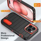 For iPhone 15 Pro Max Defender Gen2 Rugged PC + Silicone Phone Case with Holder(Black+Orange) - 3