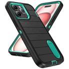 For iPhone 15 Pro Max Defender Gen2 Rugged PC + Silicone Phone Case with Holder(Black+Cyan) - 2