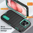 For iPhone 15 Pro Max Defender Gen2 Rugged PC + Silicone Phone Case with Holder(Black+Cyan) - 3