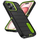 For iPhone 15 Pro Max Defender Gen2 Rugged PC + Silicone Phone Case with Holder(Black+Green) - 2