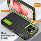 For iPhone 15 Pro Max Defender Gen2 Rugged PC + Silicone Phone Case with Holder(Black+Green) - 3