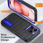 For iPhone 15 Pro Max Defender Gen2 Rugged PC + Silicone Phone Case with Holder(Black+Dark Blue) - 3