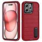 For iPhone 15 Pro Max Defender Gen2 Rugged PC + Silicone Phone Case with Holder(Red+Black) - 1