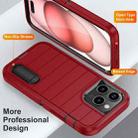 For iPhone 15 Pro Max Defender Gen2 Rugged PC + Silicone Phone Case with Holder(Red+Black) - 3