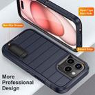 For iPhone 15 Pro Max Defender Gen2 Rugged PC + Silicone Phone Case with Holder(Dark Blue+Black) - 3