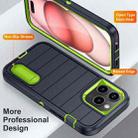 For iPhone 15 Pro Max Defender Gen2 Rugged PC + Silicone Phone Case with Holder(Dark Blue+Green) - 3