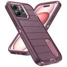 For iPhone 15 Pro Max Defender Gen2 Rugged PC + Silicone Phone Case with Holder(Purple+Light Pink) - 2