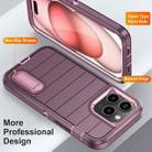 For iPhone 15 Pro Max Defender Gen2 Rugged PC + Silicone Phone Case with Holder(Purple+Light Pink) - 3