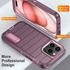 For iPhone 15 Pro Defender Gen2 Rugged PC + Silicone Phone Case with Holder(Purple+Light Pink) - 3