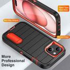 For iPhone 15 Plus Defender Gen2 Rugged PC + Silicone Phone Case with Holder(Black+Orange) - 3