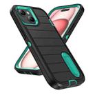 For iPhone 15 Plus Defender Gen2 Rugged PC + Silicone Phone Case with Holder(Black+Cyan) - 2