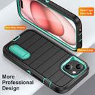 For iPhone 15 Plus Defender Gen2 Rugged PC + Silicone Phone Case with Holder(Black+Cyan) - 3