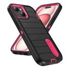 For iPhone 15 Plus Defender Gen2 Rugged PC + Silicone Phone Case with Holder(Black+Pink) - 2