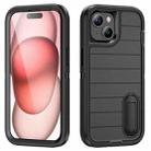 For iPhone 15 Plus Defender Gen2 Rugged PC + Silicone Phone Case with Holder(Black) - 1