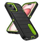 For iPhone 15 Plus Defender Gen2 Rugged PC + Silicone Phone Case with Holder(Black+Green) - 2