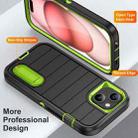 For iPhone 15 Plus Defender Gen2 Rugged PC + Silicone Phone Case with Holder(Black+Green) - 3