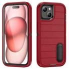 For iPhone 15 Plus Defender Gen2 Rugged PC + Silicone Phone Case with Holder(Red+Black) - 1