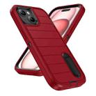 For iPhone 15 Plus Defender Gen2 Rugged PC + Silicone Phone Case with Holder(Red+Black) - 2