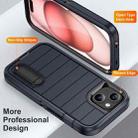 For iPhone 15 Plus Defender Gen2 Rugged PC + Silicone Phone Case with Holder(Dark Blue+Black) - 3