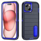 For iPhone 15 Plus Defender Gen2 Rugged PC + Silicone Phone Case with Holder(Dark Blue) - 1