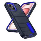 For iPhone 15 Plus Defender Gen2 Rugged PC + Silicone Phone Case with Holder(Dark Blue) - 2