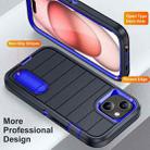 For iPhone 15 Plus Defender Gen2 Rugged PC + Silicone Phone Case with Holder(Dark Blue) - 3