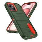 For iPhone 15 Plus Defender Gen2 Rugged PC + Silicone Phone Case with Holder(Dark Green+Orange) - 2