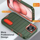 For iPhone 15 Plus Defender Gen2 Rugged PC + Silicone Phone Case with Holder(Dark Green+Orange) - 3