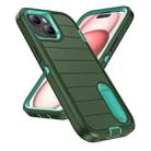 For iPhone 15 Plus Defender Gen2 Rugged PC + Silicone Phone Case with Holder(Dark Green+Cyan) - 2