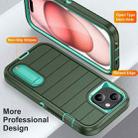 For iPhone 15 Plus Defender Gen2 Rugged PC + Silicone Phone Case with Holder(Dark Green+Cyan) - 3