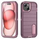 For iPhone 15 Plus Defender Gen2 Rugged PC + Silicone Phone Case with Holder(Purple+Light Pink) - 1