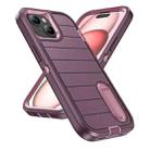 For iPhone 15 Plus Defender Gen2 Rugged PC + Silicone Phone Case with Holder(Purple+Light Pink) - 2