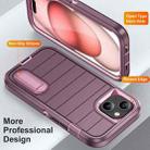 For iPhone 15 Plus Defender Gen2 Rugged PC + Silicone Phone Case with Holder(Purple+Light Pink) - 3