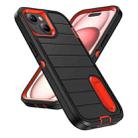 For iPhone 15 Defender Gen2 Rugged PC + Silicone Phone Case with Holder(Black+Orange) - 2