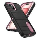 For iPhone 15 Defender Gen2 Rugged PC + Silicone Phone Case with Holder(Black+Light Pink) - 2