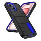 For iPhone 15 Defender Gen2 Rugged PC + Silicone Phone Case with Holder(Black+Dark Blue) - 2