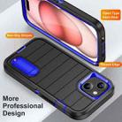 For iPhone 15 Defender Gen2 Rugged PC + Silicone Phone Case with Holder(Black+Dark Blue) - 3